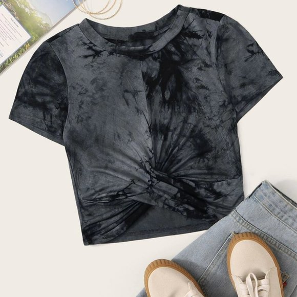 SHEIN Tops - Shein | Tie-Dye Wash Cropped Tee